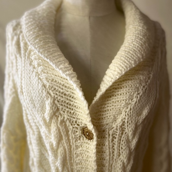 𝅺HANDMADE CABLE KNIT CARDIGAN SWEATER COAT - Picture 10 of 17